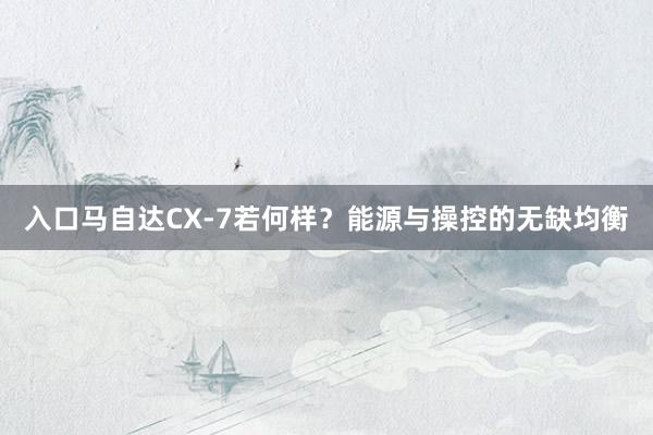 入口马自达CX-7若何样？能源与操控的无缺均衡