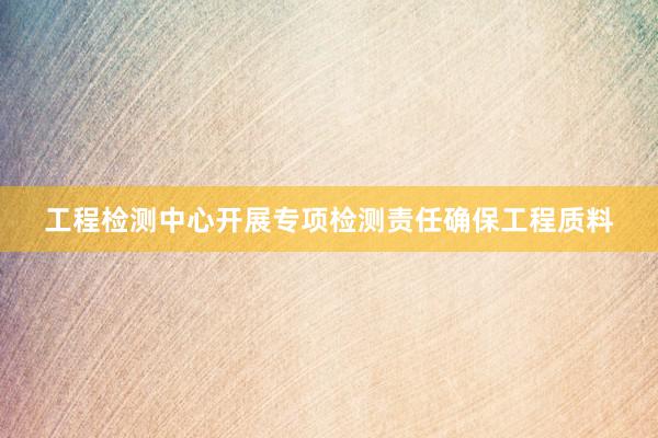 工程检测中心开展专项检测责任确保工程质料